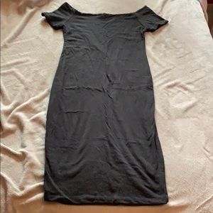 Off The Shoulder Midi Black Dress